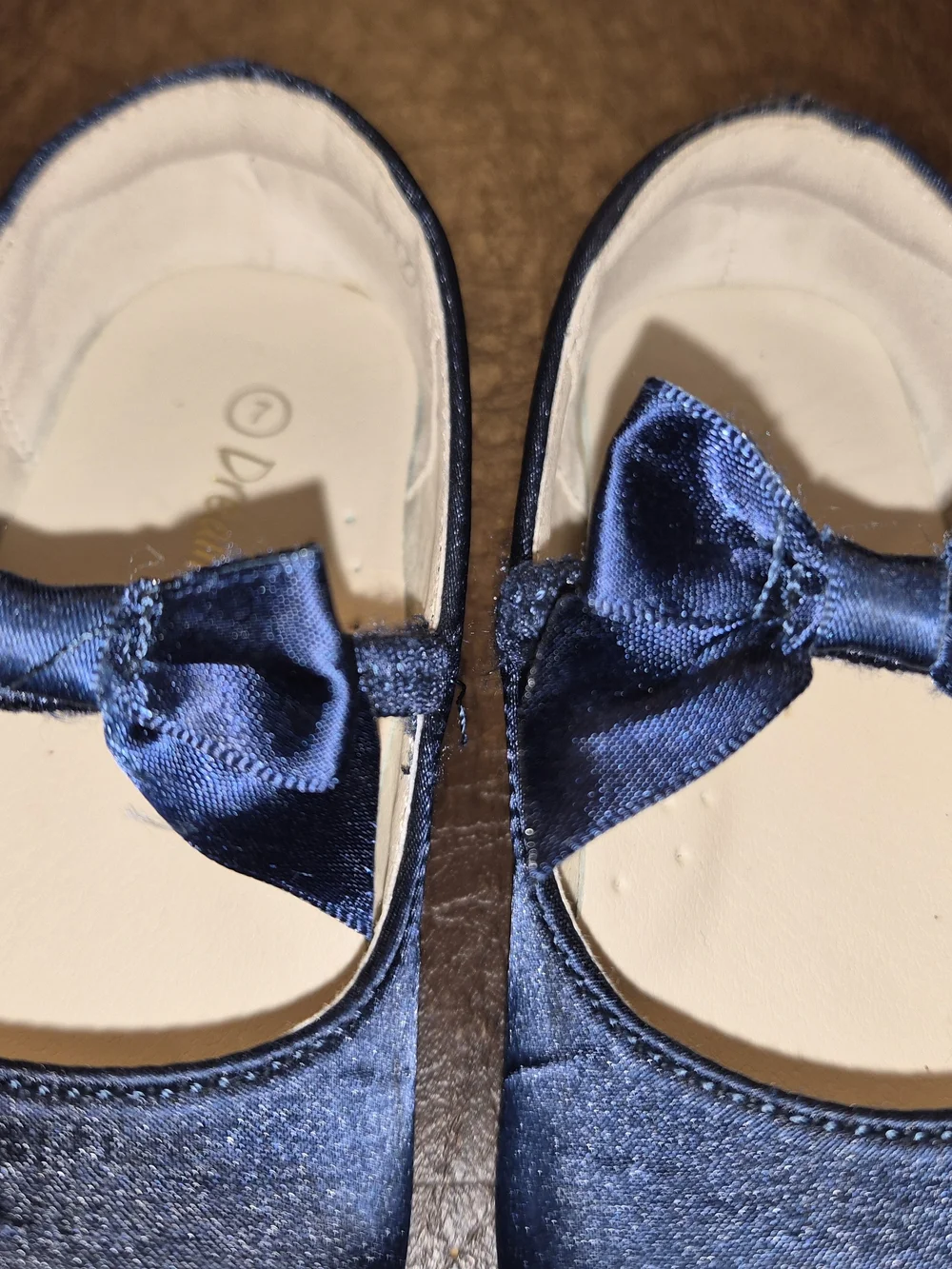 Dream Pairs Navy Velvet Mary Jane Shoes for Toddlers Ballerina Bow Flats Sz 7